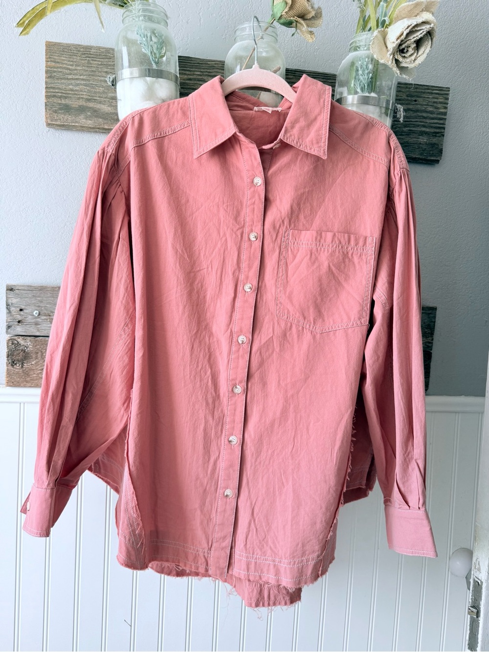 So Me Women's Dusty Rose Button-Down Shirt
